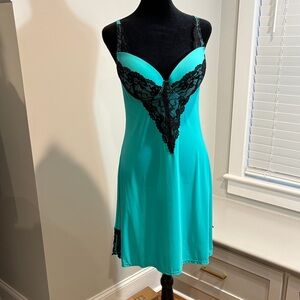 Rhonda Shear Teal and Black Lace Chemise